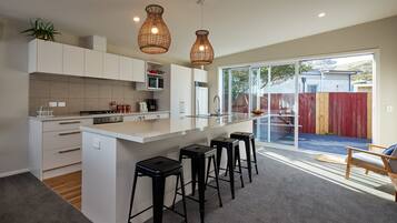 Fridge, microwave, dishwasher, toaster
