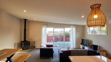 TV, fireplace