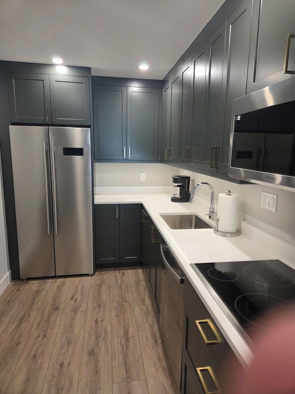 Kühlschrank, Mikrowelle, Herdplatte, Geschirrspüler