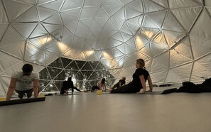 A geodesic dome structure with a reflective interior and a view of trees outside. - When heritage, art and well-being meet (CANDES SAINT MARTIN)