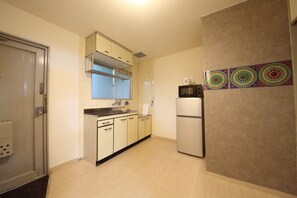 Apartment, 2 Bedrooms | Private kitchen | Fridge, microwave, stovetop, electric kettle - EX Tenjinnomori Apartment 201 (Osaka)