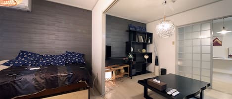 Departamento, 1 habitación | 1 habitación, tabla de planchar con plancha y ropa de cama