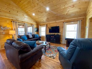 TV, caminetto, videogiochi, lettore DVD