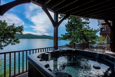Spectacular Whitefish Lakefront home!! Private dock, paddle boards, kayak and incredible views