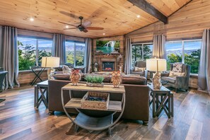 TV, fireplace, foosball