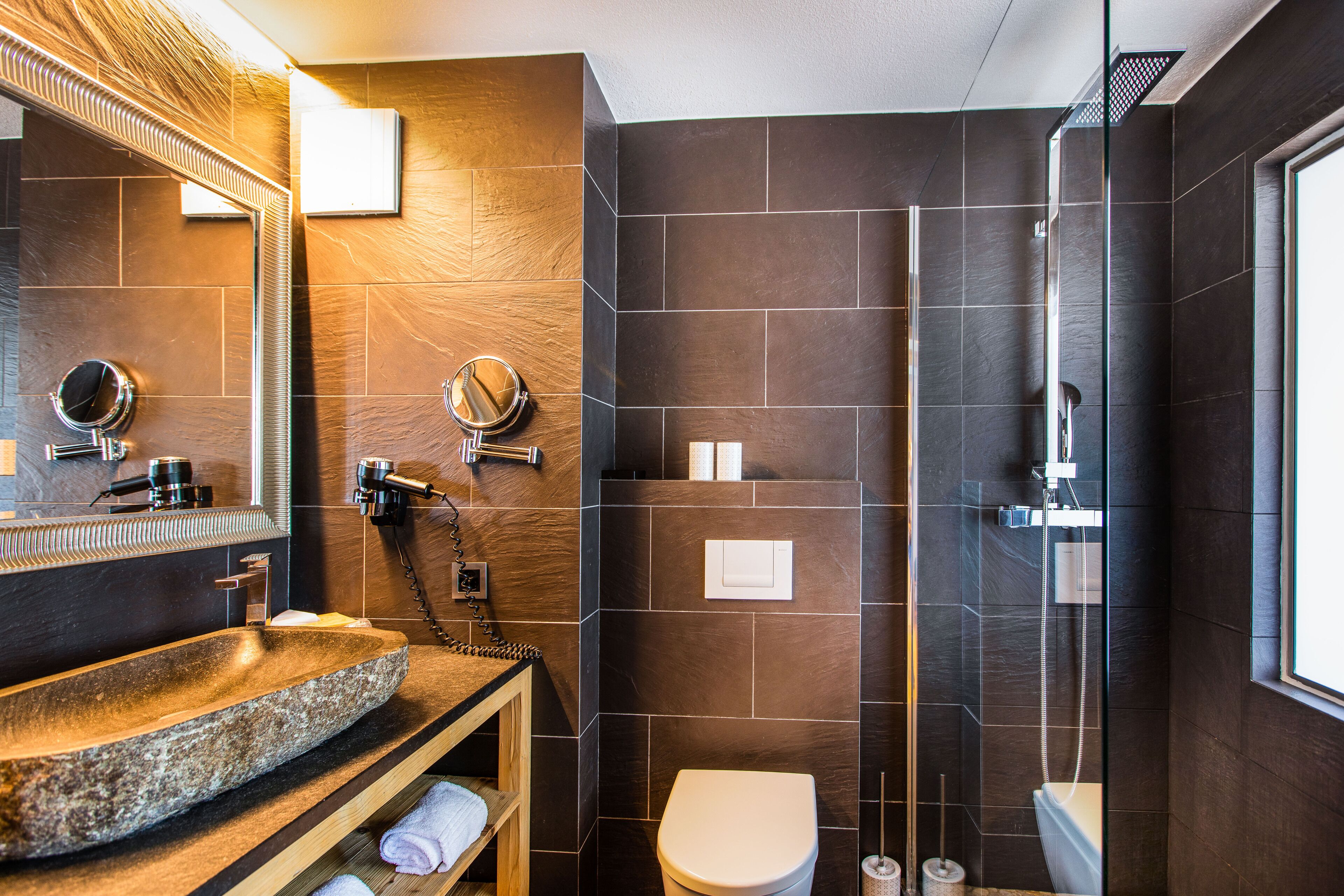 royal double room | bathroom | hair dryer, towels, soap, shampoo
