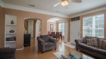 Condo, Multiple Beds, Private Pool | Living room | 42-inch TV with cable channels, fireplace