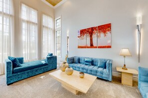 TV, fireplace, video game console, table football