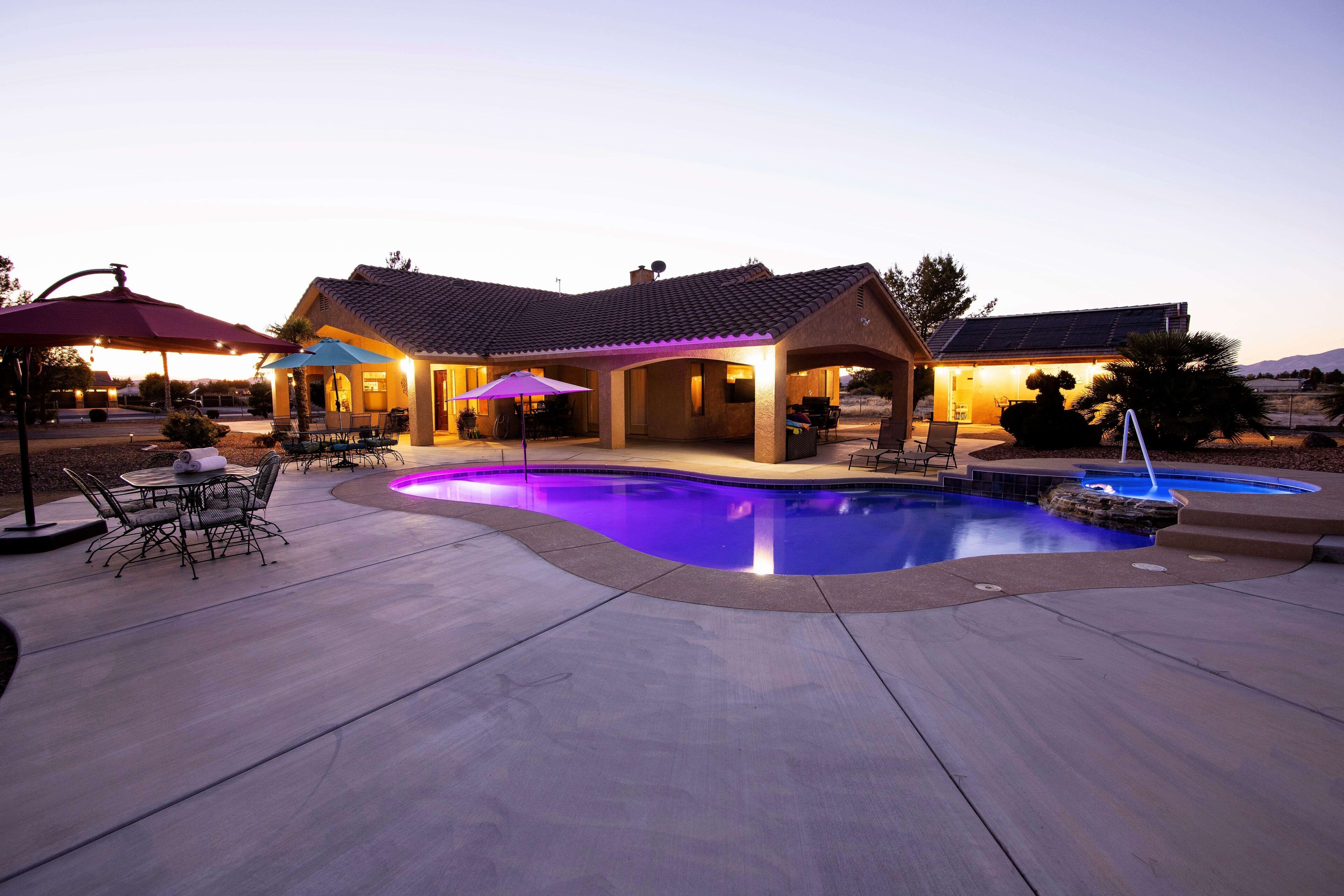 Pool patio dusk
