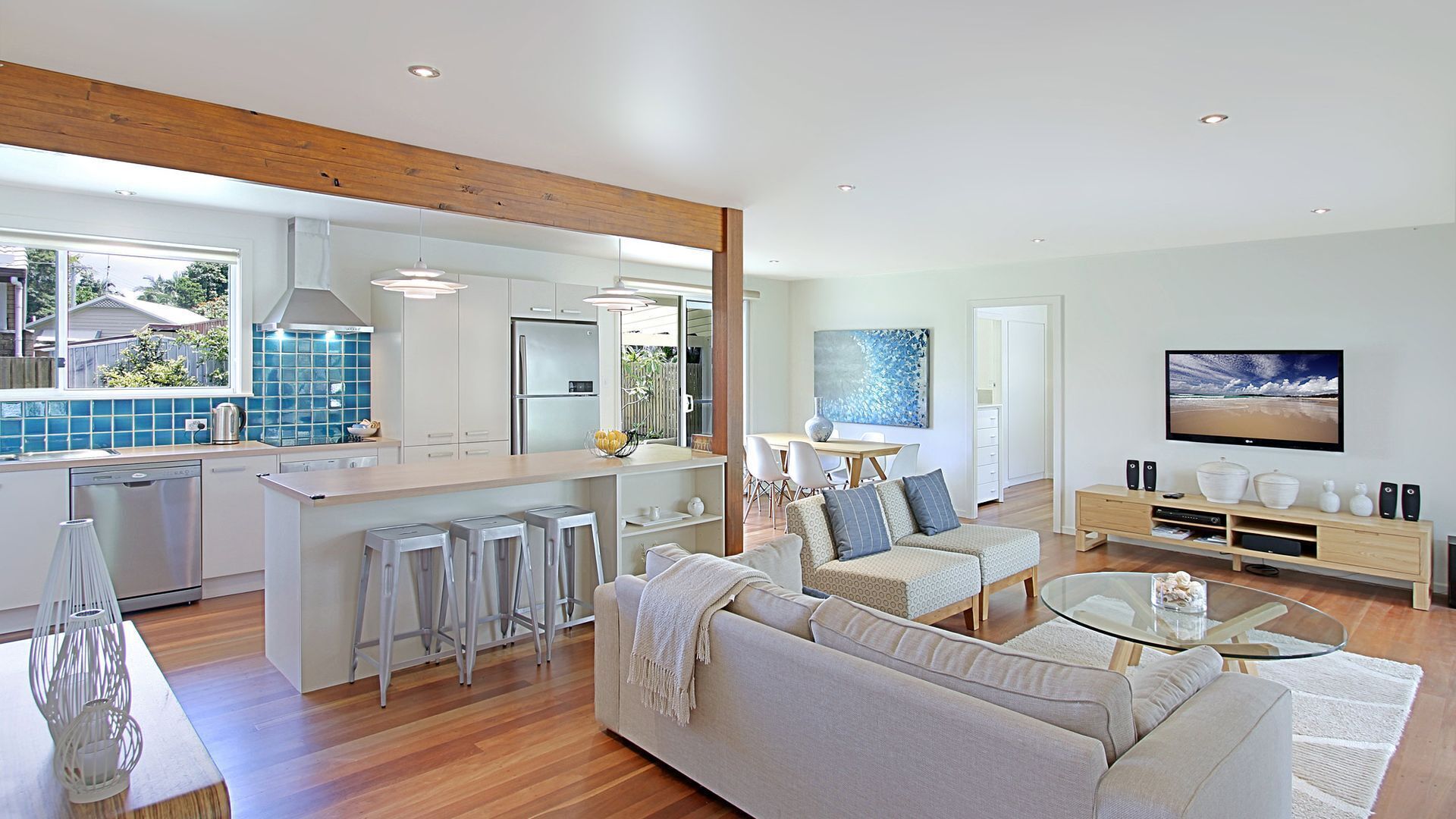 TV, DVD player, stereo