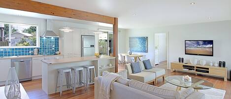 TV, DVD player, stereo