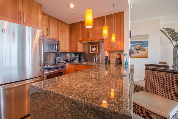 Condo, 1 King Bed with Sofa bed, Private Pool, Beach View | Private kitchen | Fridge, microwave, stovetop, dishwasher - Ocean Club 403 (Biloxi)