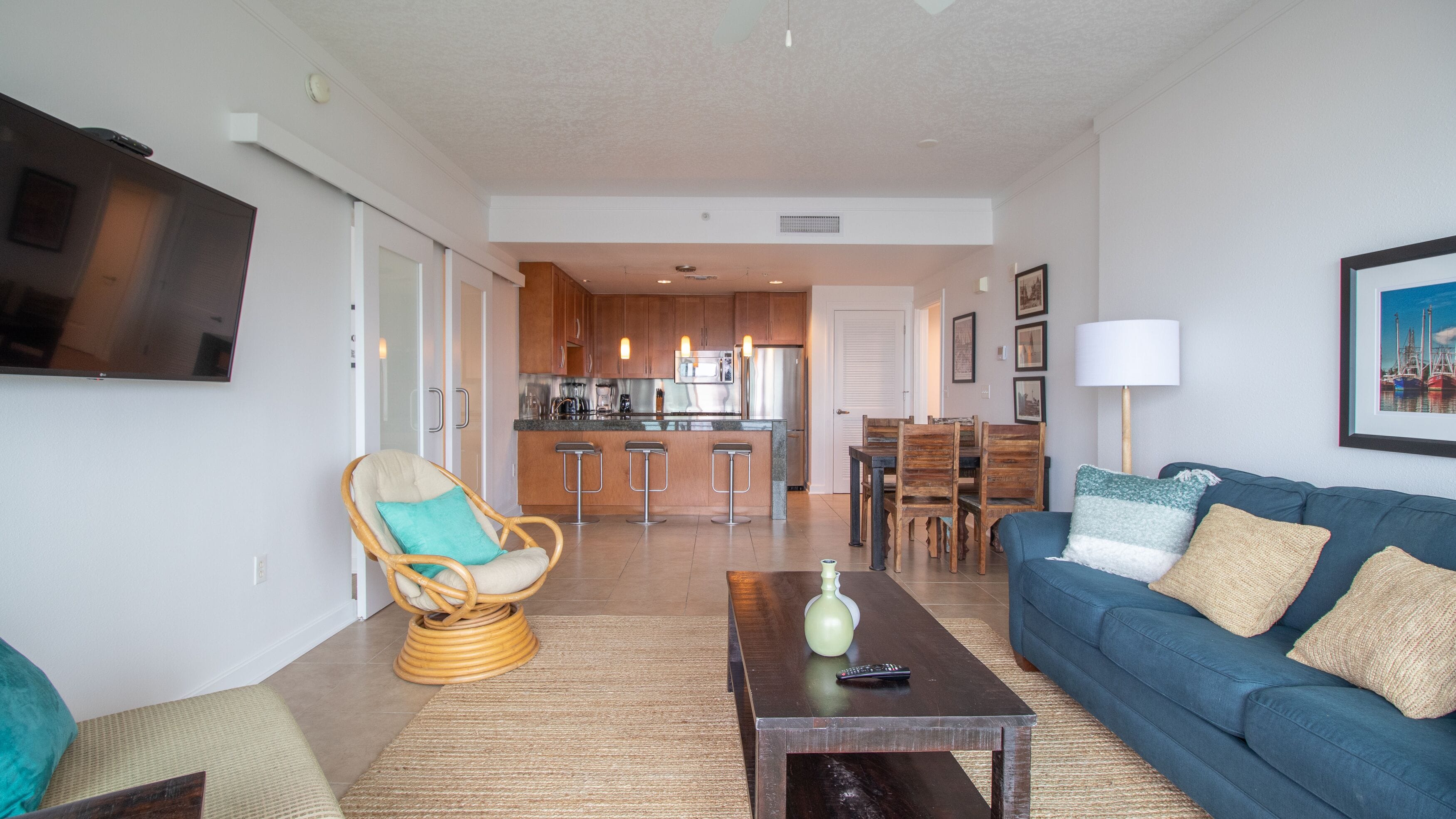 Condo, Multiple Beds, Private Pool, Beach View | Living room | 42-inch TV with cable channels