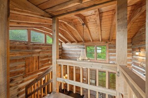Panoramic Cabin, Hill View | Living area | Fireplace