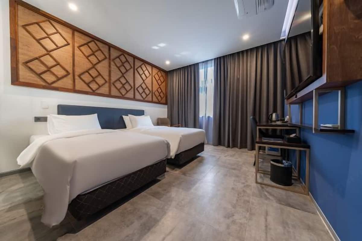 In-room safe, desk, laptop workspace, blackout curtains