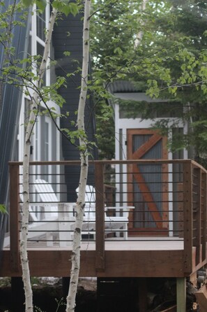 Terrace/patio - River Run: Secluded Riverside A-Frame & Sauna Two Miles West Of Grand Marais (Grand Marais)