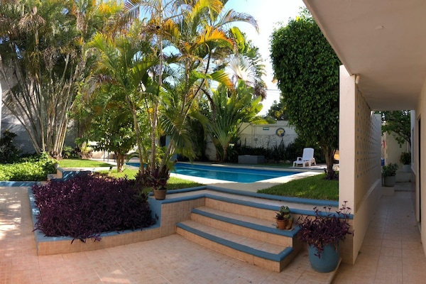 Una piscina al aire libre