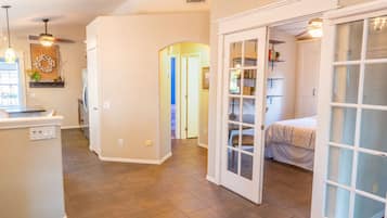 3 bedrooms, desk, iron/ironing board, travel crib