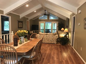 Smart TV, DVD player, ping pong, books