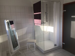 Shower, towels, soap