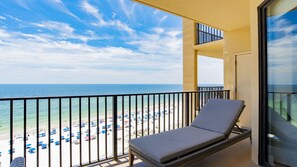 A balcony with a view of a beach and ocean. - New Rental, Newly Renovated!!! (Orange Beach)