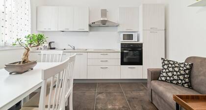 Lovely apartment for 4 people in a completely renovated building, located in a quiet residential area a stone's throw from the historic center of Abano Terme. The flat is 5 minutes away by foot from San Lorenzo Cathedral, 10 minutes away from Piazza Merc