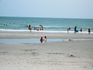 Beach nearby, sun loungers