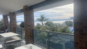Outdoor dining - Away Nelson Bay, 29 Wollomi Ave - Spacious family home with water views, pet friendly, Wifi & aircon (Nelson Bay)