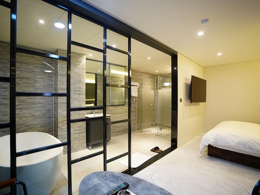 Down comforters, memory foam beds, blackout drapes, free WiFi