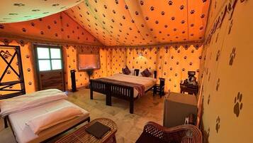 Luxury AC Tent | Premium bedding, Select Comfort beds, minibar, individually decorated