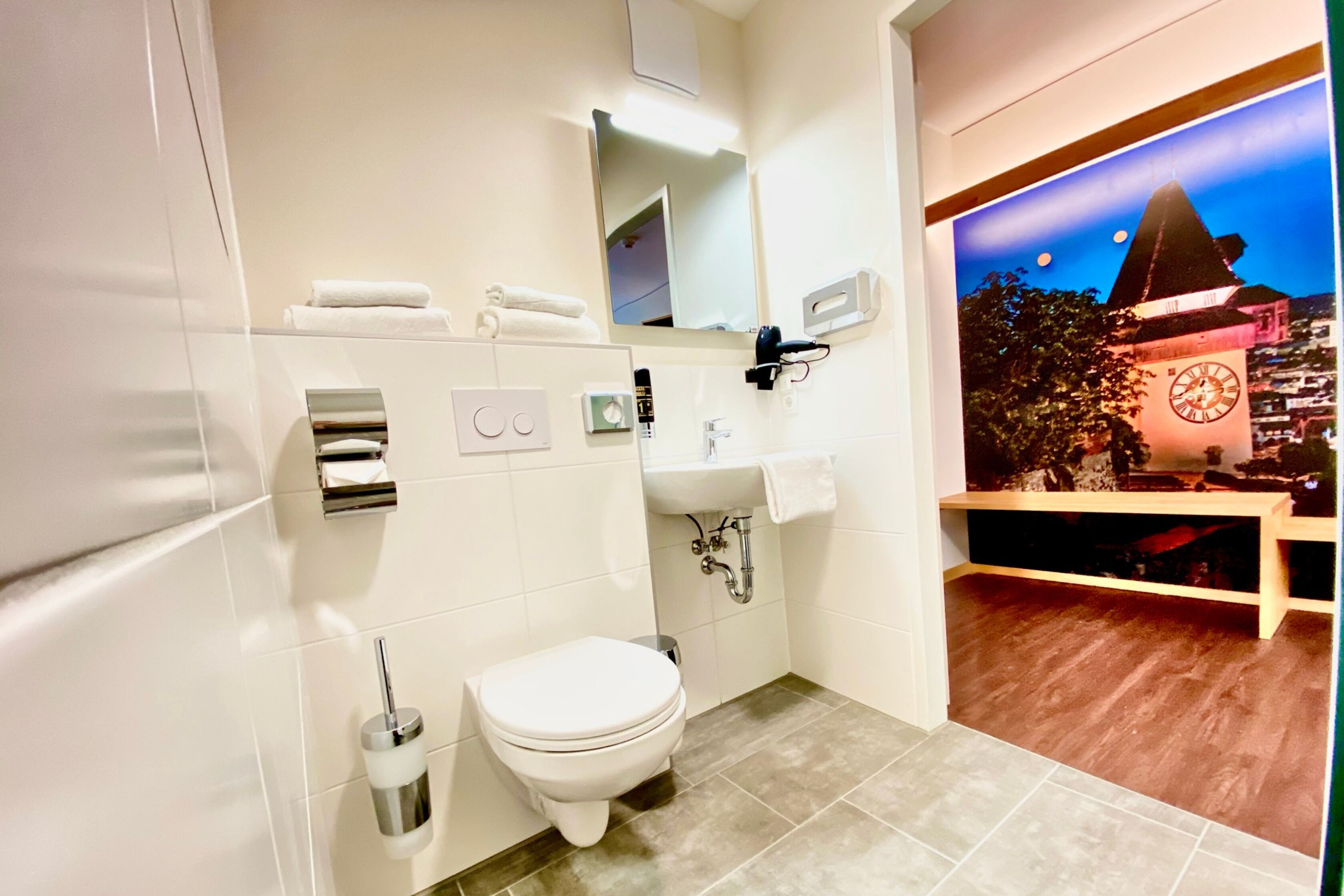 comfort double room | bathroom | shower, free toiletries, hair dryer, towels
