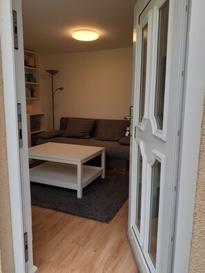 Televisión, reproductor de DVD, libros y videoteca