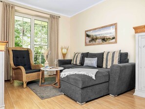 TV, DVD player, books