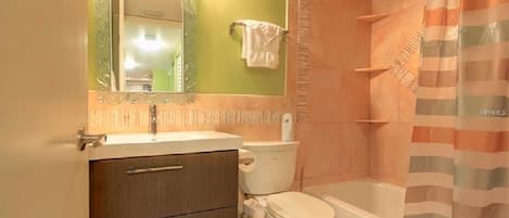 Ensemble douche/baignoire, sĂšche-cheveux, bidet, serviettes fournies
