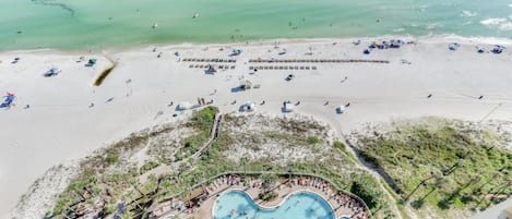 On the beach, white sand
