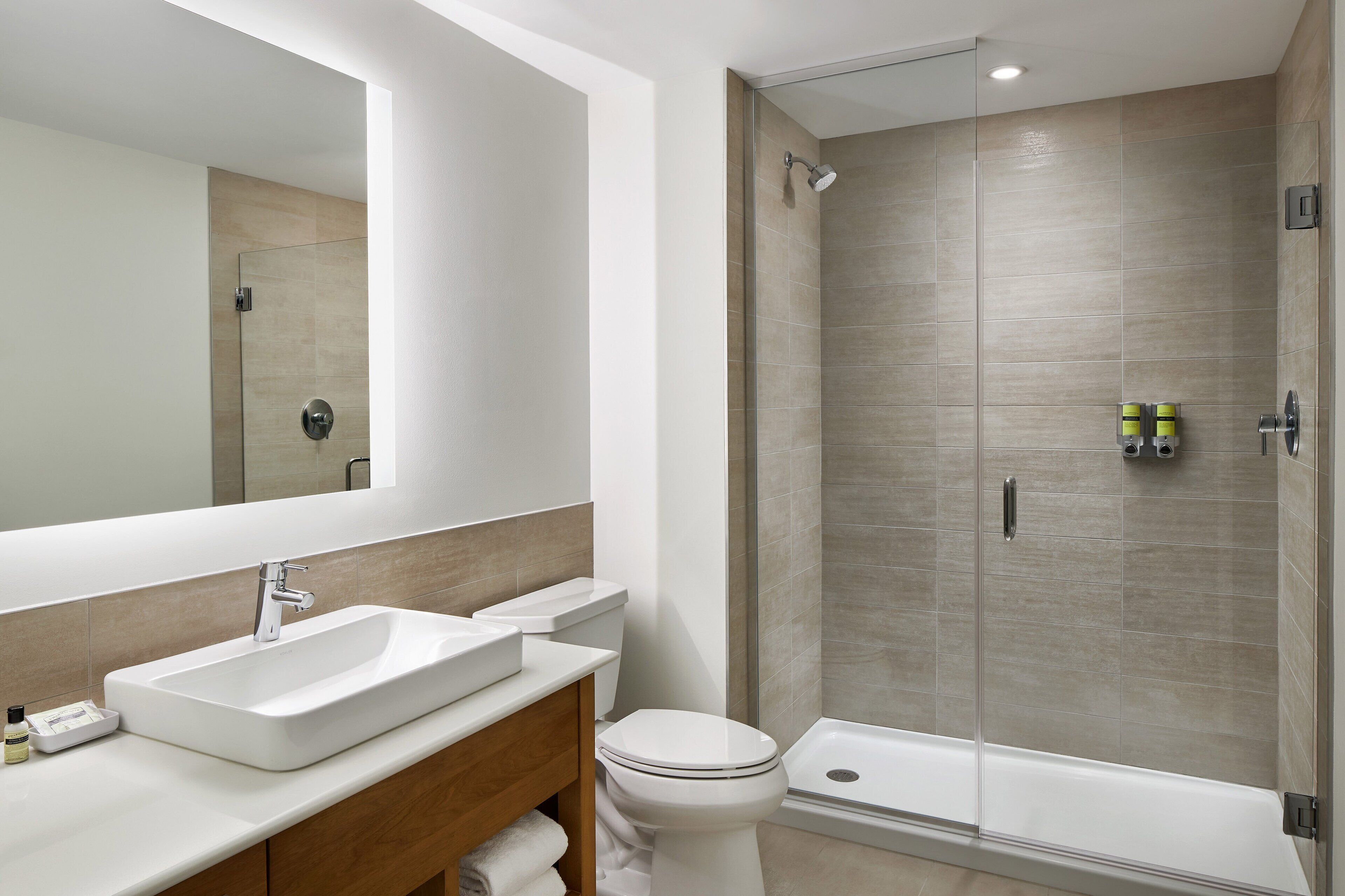 free toiletries, hair dryer, towels