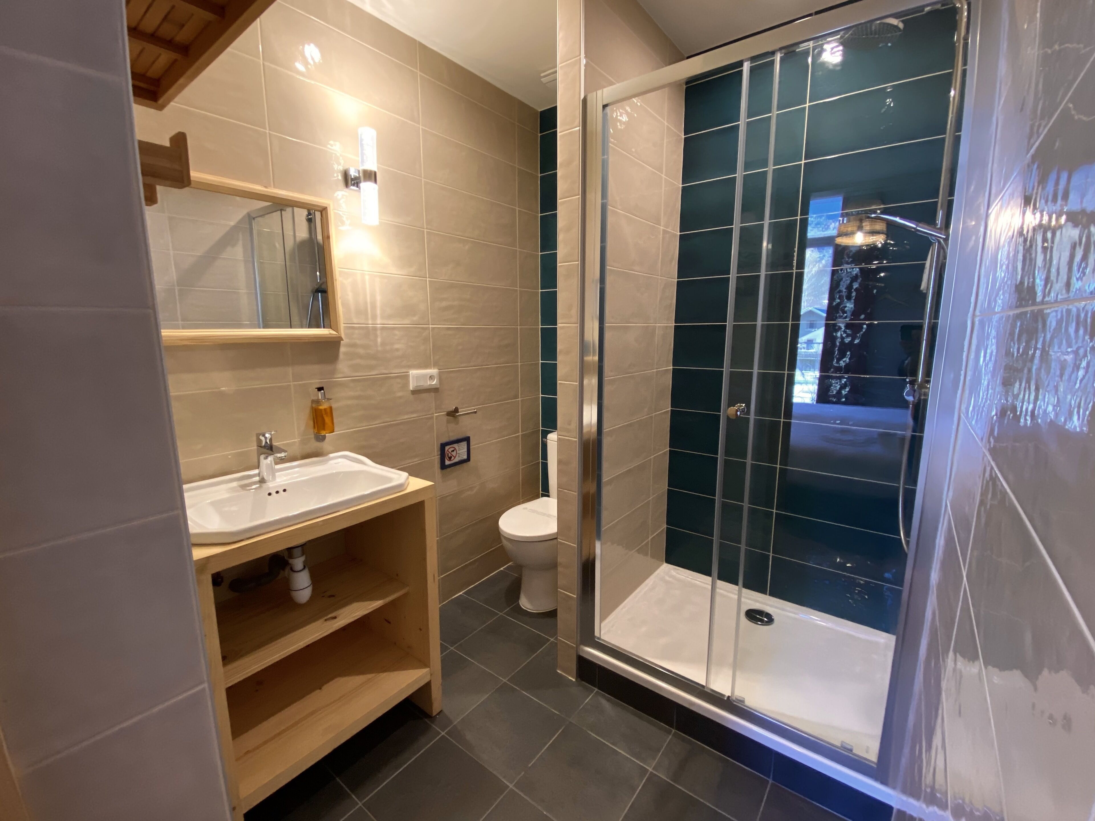 double room | bathroom | shower, hair dryer, towels, soap