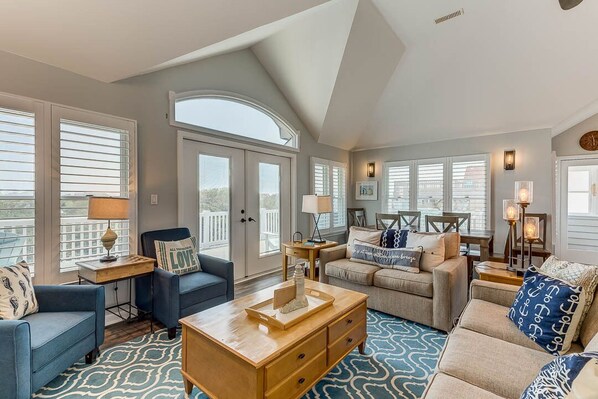 TV, DVD player, foosball, streaming services