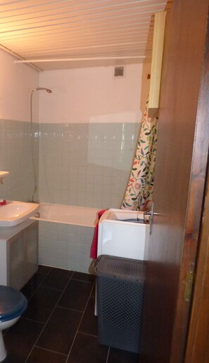Bathtub, hair dryer