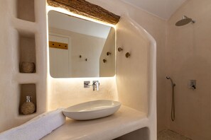 Deluxe House, 2 Bedrooms, Private Pool, Sea View (Coral Villa) | Bathroom sink - Naxian Sunset Luxury Villas (Naxos)