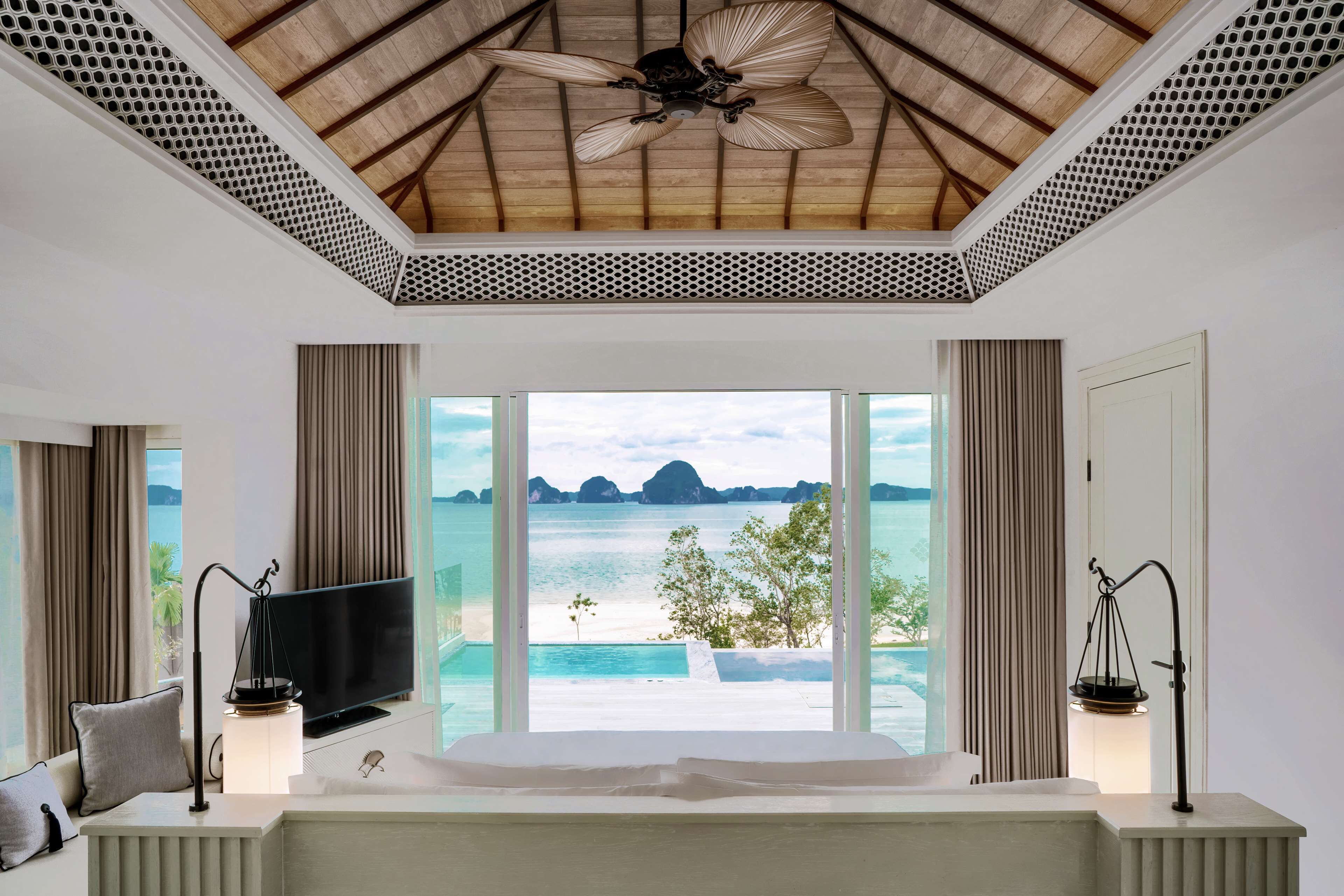 Two Bedroom Ocean Pool Suite | Free minibar items, in-room safe, desk, laptop workspace