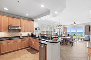 Fridge, microwave, oven, stovetop - Gulf Front | Private Beach| Ground Floor Unit | 2 pools | Bonus Bunk Room (Santa Rosa Beach)