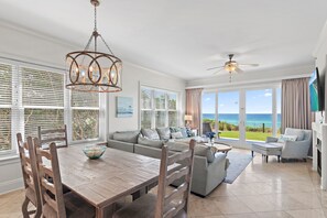 Smart TV, fireplace, stereo