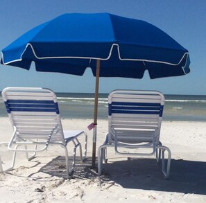 Sun-loungers, beach towels