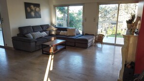 Smart TV, chimenea, reproductor de DVD y futbolito 