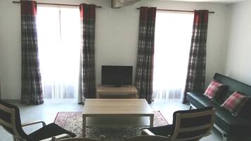 Télévision, lecteur de DVD, livres, vidéothèque