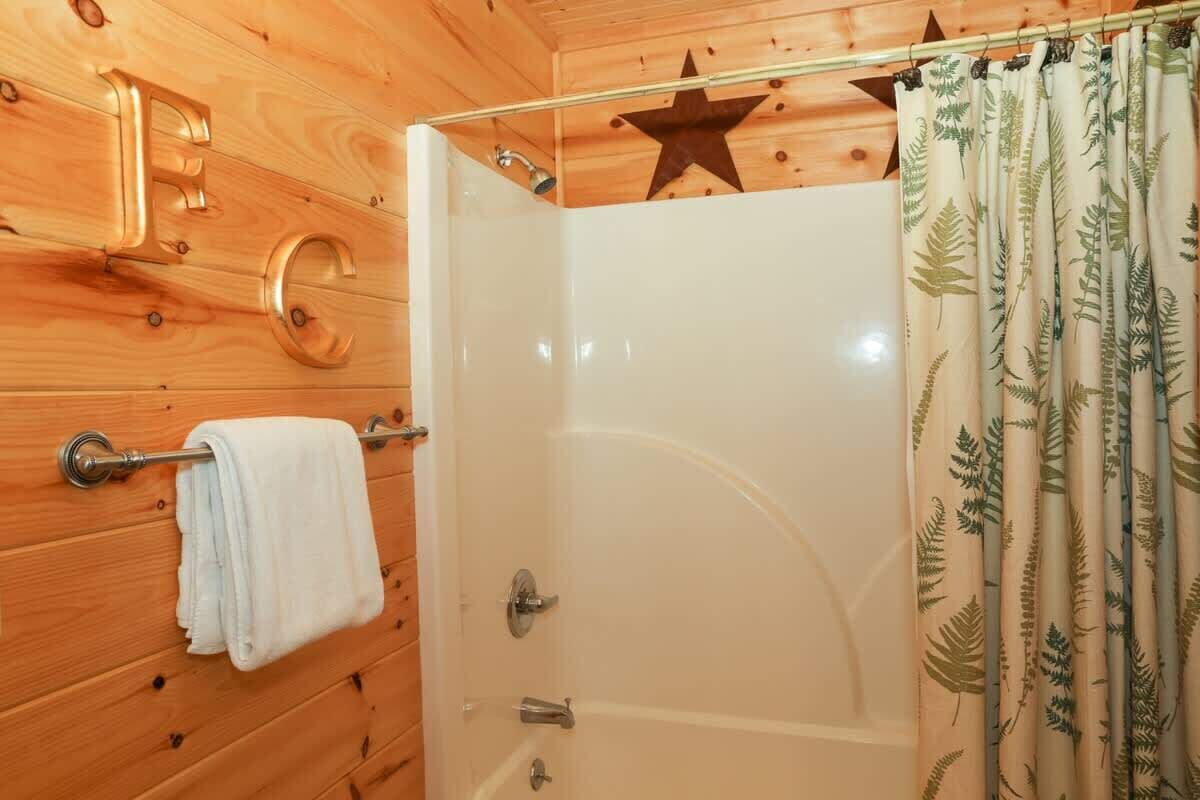 Shower, hair dryer, shampoo