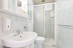 Shower, hair dryer, bidet, toilet paper