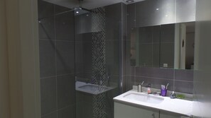 Shower, hair dryer, towels, toilet paper - Great 2 room apartment, with magnificient sea view , in front of the beach (Cannes)