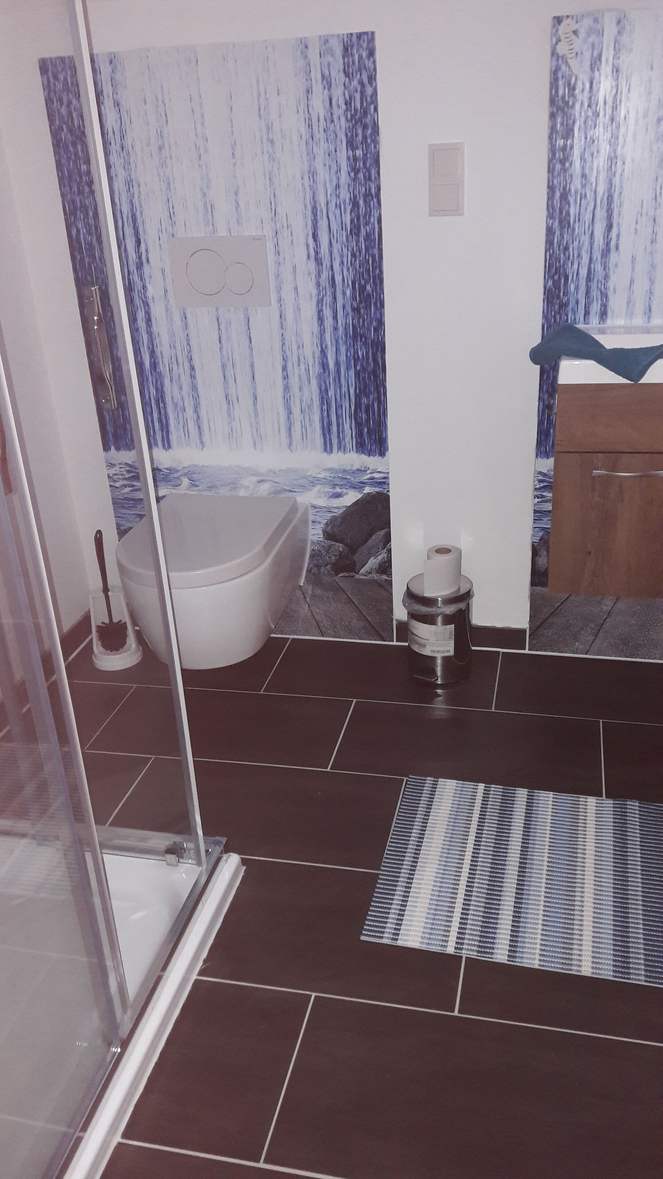 Shower, soap, toilet paper